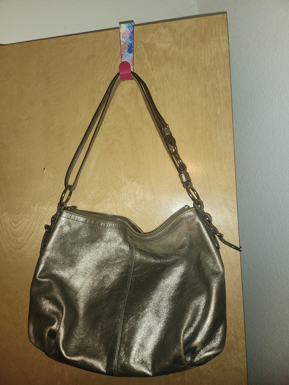 Coach Metallic Bronze Leather Shoulder Bag - Women's Handbag